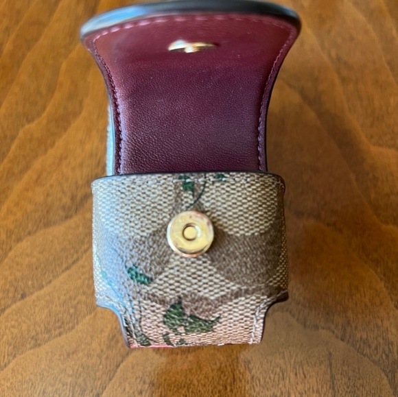 Coach Brown Floral Keychain Pouch. Airpod Gen 1 Holder - Picture 3 of 4